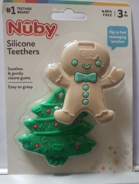 Nuby Silicone Gingerbread Man & Christmas Tree Teethers